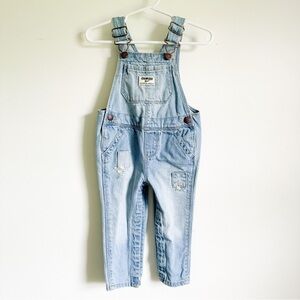 Oshkosh Bigosh Blue floral Embroidered Lightwash Denim overalls 12M